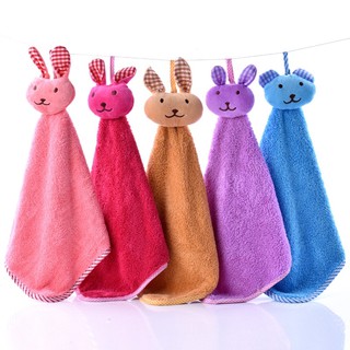 (ยกโหล) ผ้าเช็ดมือนาโนหัวกระต่ายคละสี 12ชิ้น สีสันสดใส นุ่มมาก