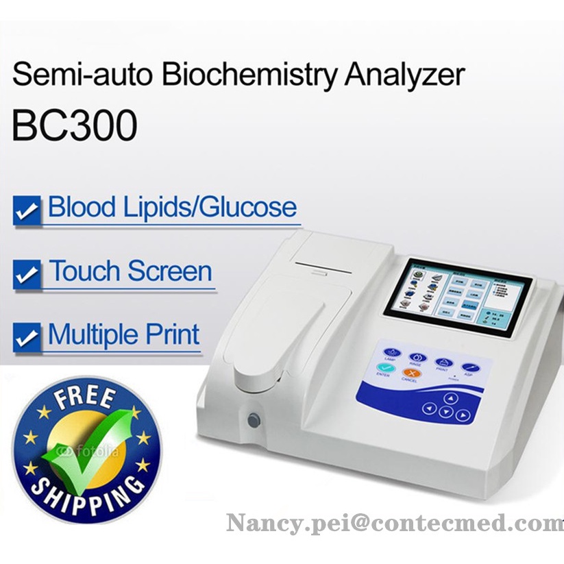 CONTEC 7 "LCD CONTEC BC300 Touch เครื่องวิเคราะห์ชีวเคมีเลือดกึ่งอัตโนมัติ, เครื่องพิมพ์ CE รับประกั