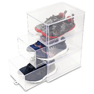 boxbox No.9955R3 (แพค 3 ใบ) กล่องรองเท้าสนีกเกอร์แบบลิ้นชักแบบใส กล่องรองเท้าผู้ชาย 1404473