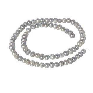 ลูกปัดมุกแท้ (Pearl) เม็ดกลม (Round) 4.5 mm - (LZ-0314 สีเทาอ่อน)