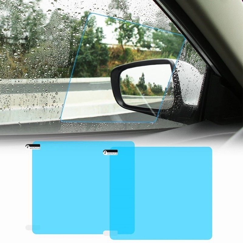 [2 Pcs Car Window Rainproof Protective Films] [Auto Rearview Mirror Waterproof Anti-fog Sticker]