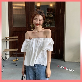 เสื้อครอปเปิดไหล่ แขนบานดีไซน์เก๋ไก๋ สำหรับผู้หญิง สไตล์สาวมั่น แบบเซ็กซี่