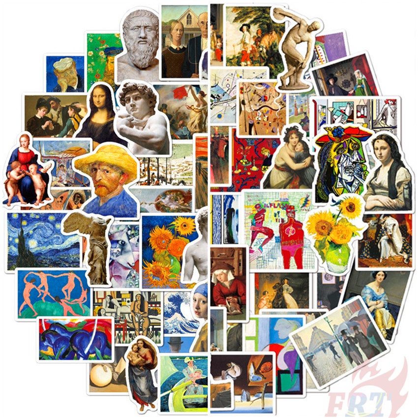 104Pcs/Set ❉ Famous Paintings & Celebrity Series B Stickers ❉ Van Gogh Mona Lisa Oil Painting Art DIY Fashion Decals Doodle Stickers