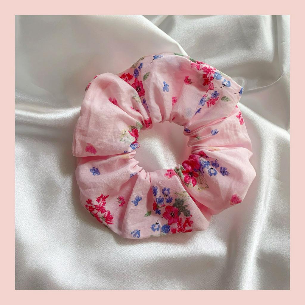 Original French girl net red pink floral hair ring BM simple retro pig ...