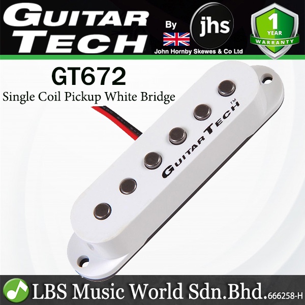 Guitar Tech GT672 Single Coil Bridge Pickup สําหรับกีตาร์ไฟฟ้า - สีขาว (GT 672)