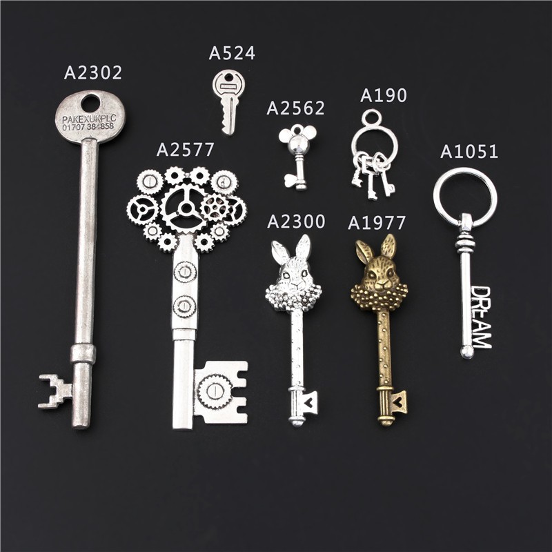 10 ชิ้น โบราณ เงิน / บรอนซ์ เกียร์ กุญแจ กระต่าย พวงกุญแจ จี้ สําหรับสร้อยคอ พวงกุญแจ เครื่องประดับ Diy ทําด้วยมือ