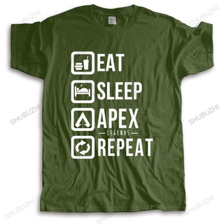 เสื้อยืดผ้าฝ้ายพิมพ์ลายขายดี ใหม่ เสื้อยืดลําลอง แขนสั้น พิมพ์ลาย Eat Sleep Apex Repeat สีดํา แฟชั่นสําหรับผู้ชาย และผู้