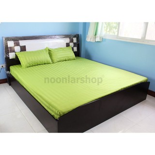 nna-0052 ผ้าปูที่นอน สี 6 ฟุต 5 ฟุต 3.5 ฟุต สีเขียว ลายริ้ว วินเทจ fit sheet