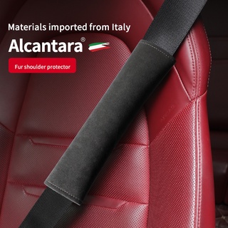 Tesla อุปกรณ์เสริมacks Alcantara Seat Belt Cover Shoulder ad Cushion for Tesla Model 3/S/X/Y Safety Belt rotector Cover