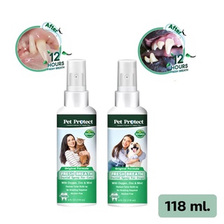 สเปรย์ดับกลิ่นปาก Pet Protect สูตร Original ช่วยลดคราบหินปูน สำหรับหมา แมว ขนาด 118 ml. Pet Dental Spray Puppies