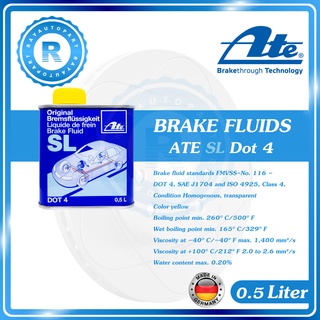 น้ำมันเบรค ATE SL DOT4 0.5 ลิตร น้ำมันเบรคสีเหลือง เอเต้ น้ำมันเบรคสังเคราะห์ 100% OIL BRAKE FLUIDS ATE 0.5 LITER