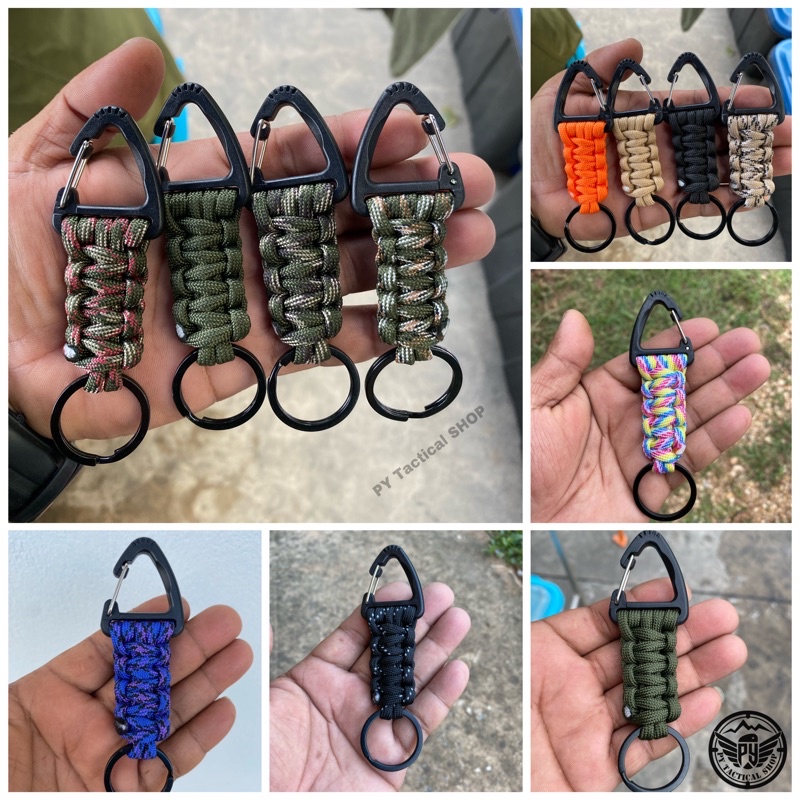 พวงกุญแจถักเชือกPARACORD 4mm.(ตะขอพลาสติกเหนียวหมุนได้)แข็งแรงทนทาน
