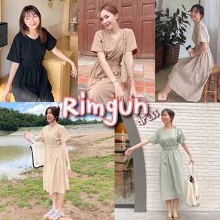 🍄 DANMUGI 🍄 Rimgun Dress เดรสเกาหลี ผ้าลินิน แฟชั่นเกาหลี เดรสมินิมอล สไตล์เรียบหรู เอวยางยืด คอวี เดรส