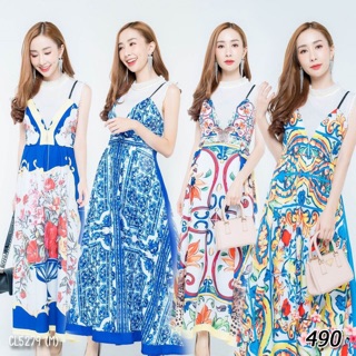 5279 Maxidress เดรสยาวทรงสวยพิมพ์ลวดลายคมชัด