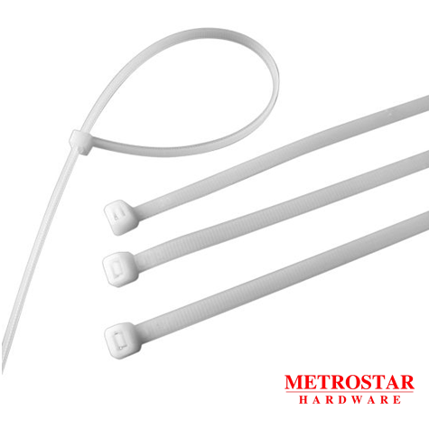 White Full Nylon Cable Ties 100pcs (4inch, 6inch, 8inch, 10inch, 12inch, 16inch)