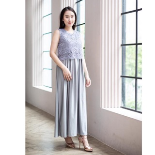 ชุดคลุมท้อง/ชุดให้นมรุ่น Grace Long Evening Dress: Silver