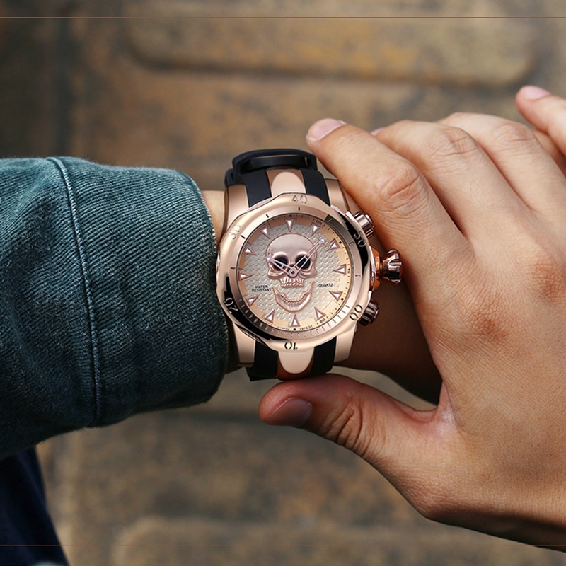 Skull Watch Men Big Dial 3D Rotating Mens Watches Top Brand Luxury ...