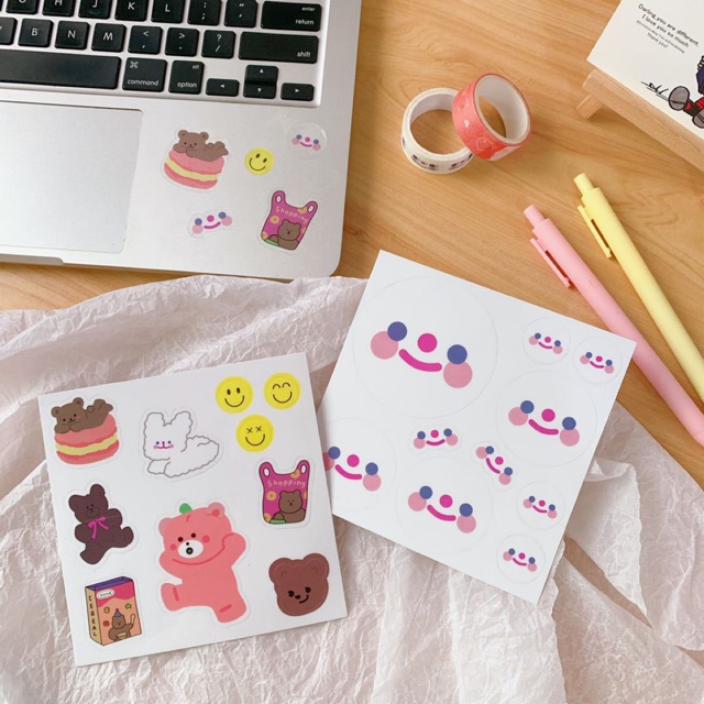 สติ๊กเกอร์ PVC ใส ลายสุดน่ารัก สติ๊กเกอร์ลายเกาหลี สติ๊กเกอร์หน้ายิ้ม สติ๊กเกอร์แนว recorder factory
