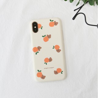 【Korean Phone Case】 🍊Orange Bear🍊 Slim Card Cute Hand Made Unique SAMSUNG Compatible for iPhone 8 xs xr 11pro 11 12 12pro mini Samsung Korea Made