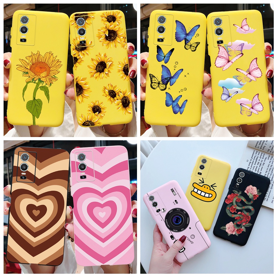 เคสโทรศัพท์มือถือ ซิลิโคนนิ่ม TPU ลายดอกทานตะวันน่ารัก สีแคนดี้ สําหรับ Vivo Y76 5G (V2124) Y76 Y 76