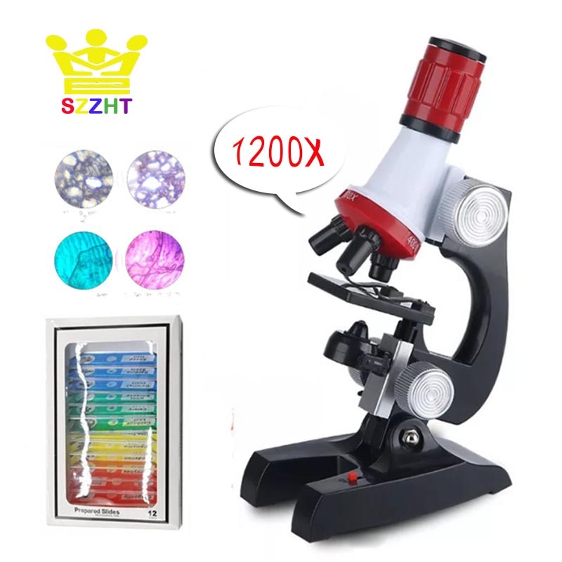 1200X Children Biological Specimen Microscope Kit & 12PCS Prepared ...