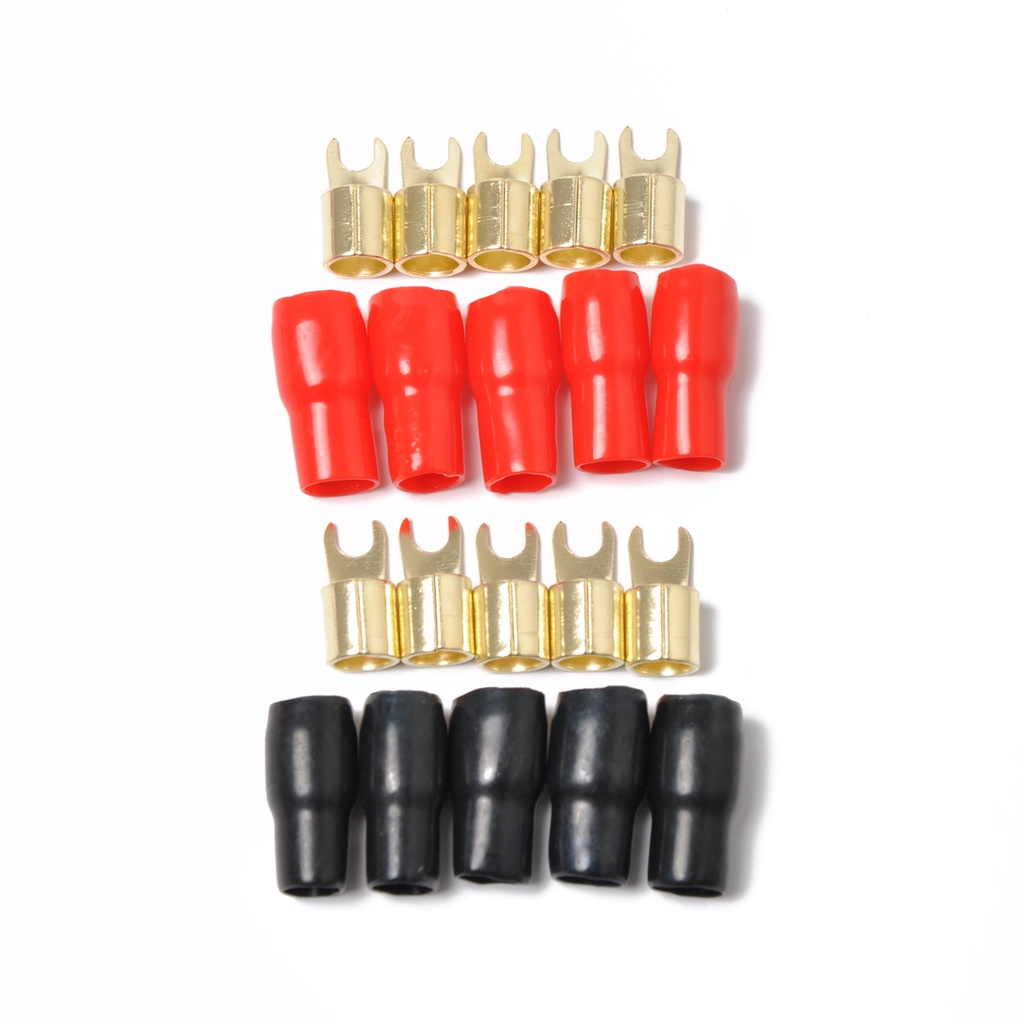 5 คู่ Crimp Connectors Wire Spade Terminal ลําโพง Splices อะแดปเตอร์ทองแดง