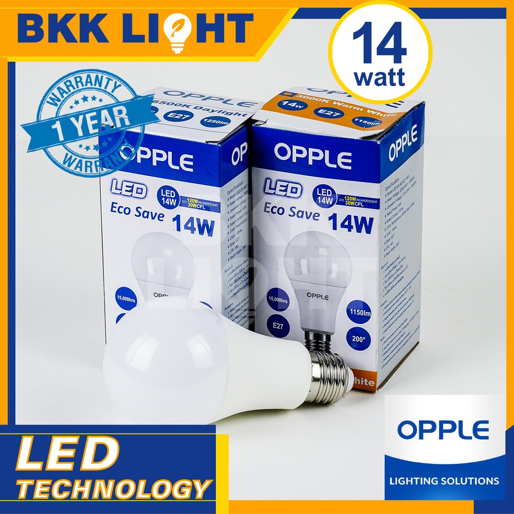 โล๊ะสต็อค หลอดไฟ Led 14w แอลอีดี Opple รุ่น A67 Ecosave E27 หลอด