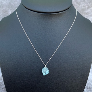 สร้อยคอเงินแท้พร้อมจี้ "อความารีน" Aquamarine with 925 Silver Necklace