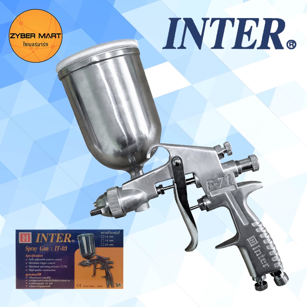 INTER : IT-03 (F71G) กาพ่นสี พ่นกาวได้ 1.5 1.8 2.0 มม. สีเงิน กาบน กาพ่นกาว กาพ่นกาวยาง กาพ่นสีรถยนต