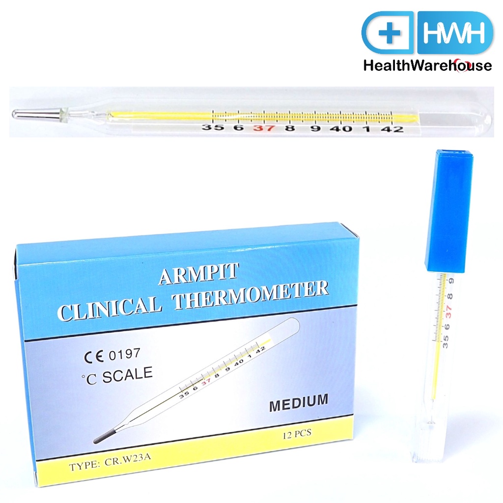 Armpit Clinical Thermometer ปรอทวัดไข้แท่งแก้ว ปรอทวัดอุณหภูมิ Glass Thermometer