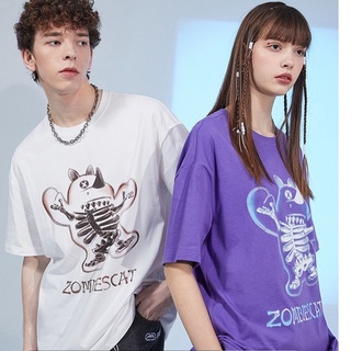 Ecko rhino tide brand ชุดเดรสฤดูร้อน ใหม่ สีตัดกัน เสื้อยืดคู่รัก มาตรฐาน ขนาดเล็กS-5XL