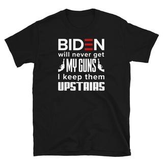 เสื้อยืดสีขาวเสื้อยืดแขนสั้น ผ้าฝ้าย แบบยืดหยุ่น พิมพ์ลาย Bidill Never Win My S Upstairs Biden 2nd Adt Nra Maga สําหรับผ