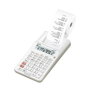 Casio Calculator เครื่องคิดเลข คาสิโอ รุ่น HR-8RCWE+AD-A60024EG แบบพิมพ์กระดาษ ขนาดเล็ก 12 หลัก สีขาว