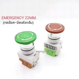 Emergency Switch สวิตช์ฉุกเฉิน ขนาด 22มิล ตบล็อค บิดเด้งกลับ