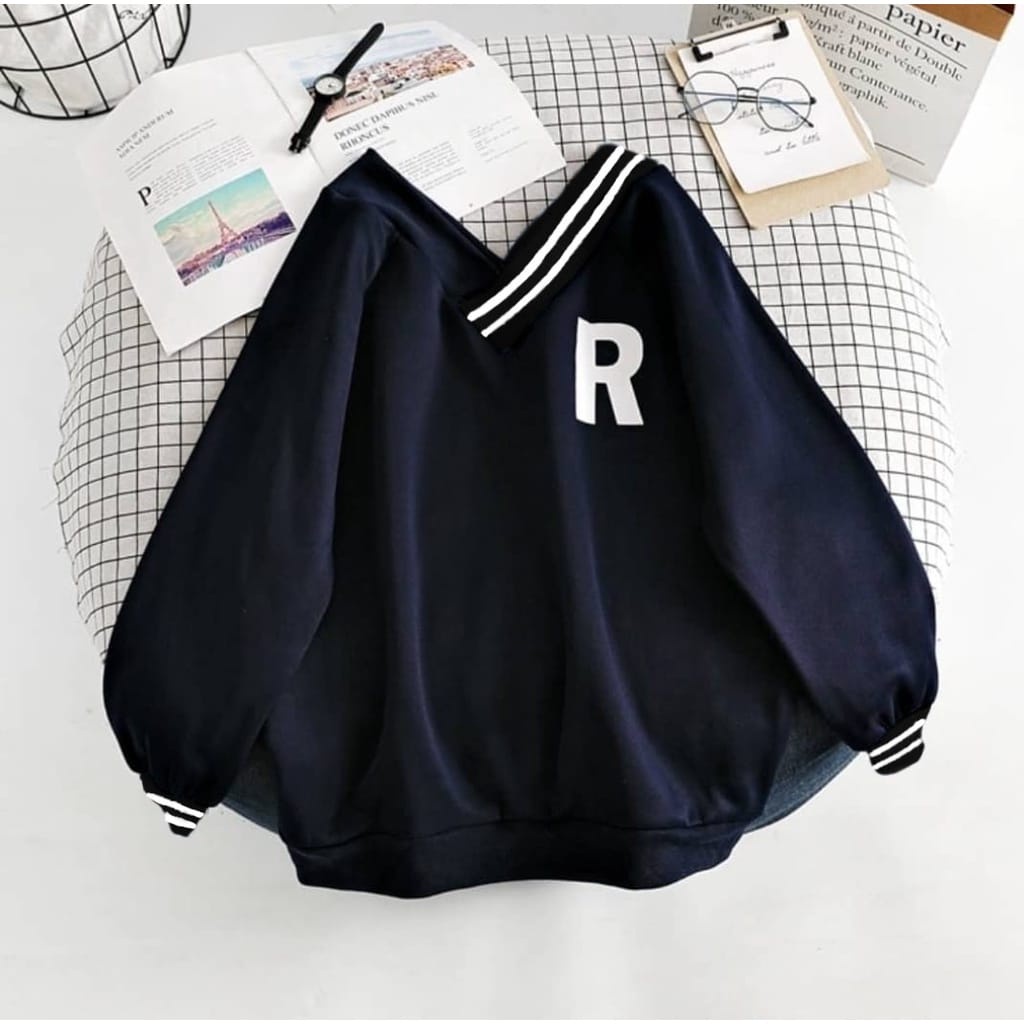 Wirles - SWETER VNECK LOGO R | ผู้ใหญ่ ผู้หญิง& 39;S CREWNECK ALLSIZE