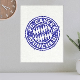 โปสเตอร์ ผ้าแคนวาส ตราสโมสร Bayern Munich บาเยิร์น มิวนิค ลายเส้นปากกาหมึกน้ำเงิน ภาพวาดสเก็ตช์