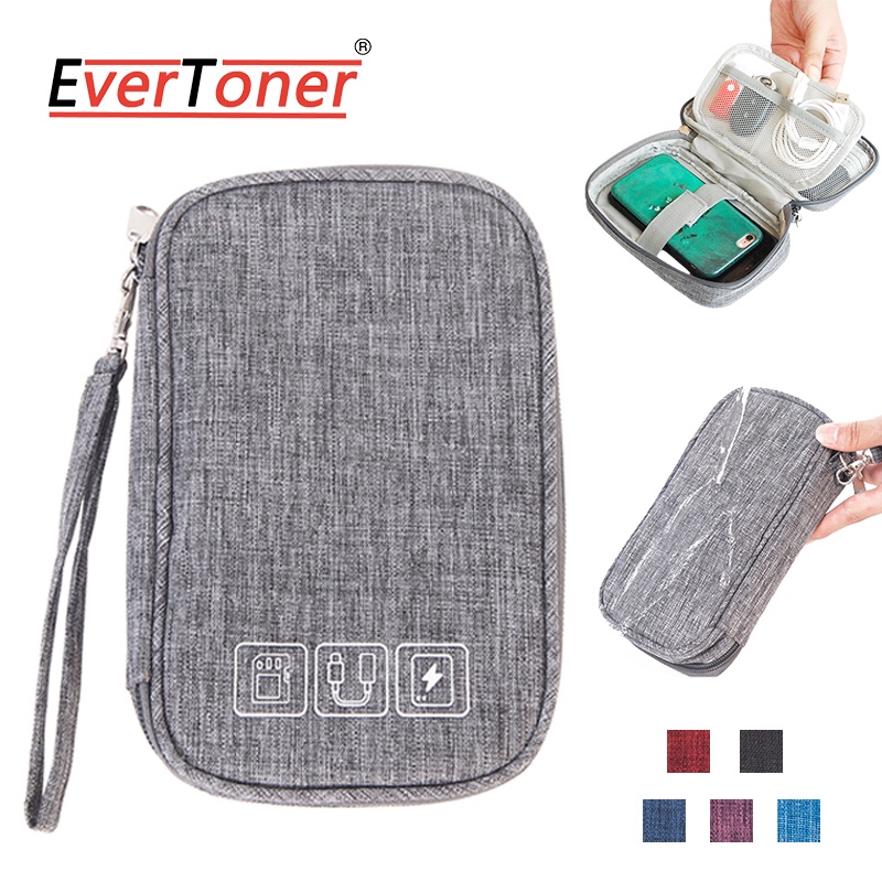 Evertoner กระเป๋าจัดเก็บสายเคเบิล สายชาร์จ USB ดิจิทัล