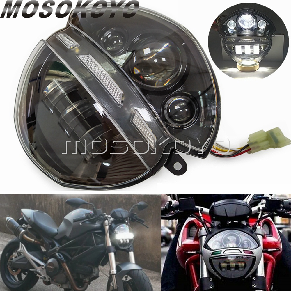 MD-สำหรับ Ducati LED ไฟหน้าไฟหน้าเปลี่ยนชุดประกอบไฟหน้าสำหรับ Ducati Monster 695 696 795 796 1100 EVO ABS 2008-2013ST