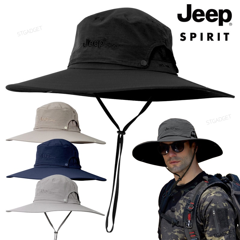 หมวกเดินป่า JEEP SPIRIT ผ้า Polyester กันน้ำ ของแท้100% ของใหม่ พร้อมส่งจากไทย รอบหัว56-60ซม.