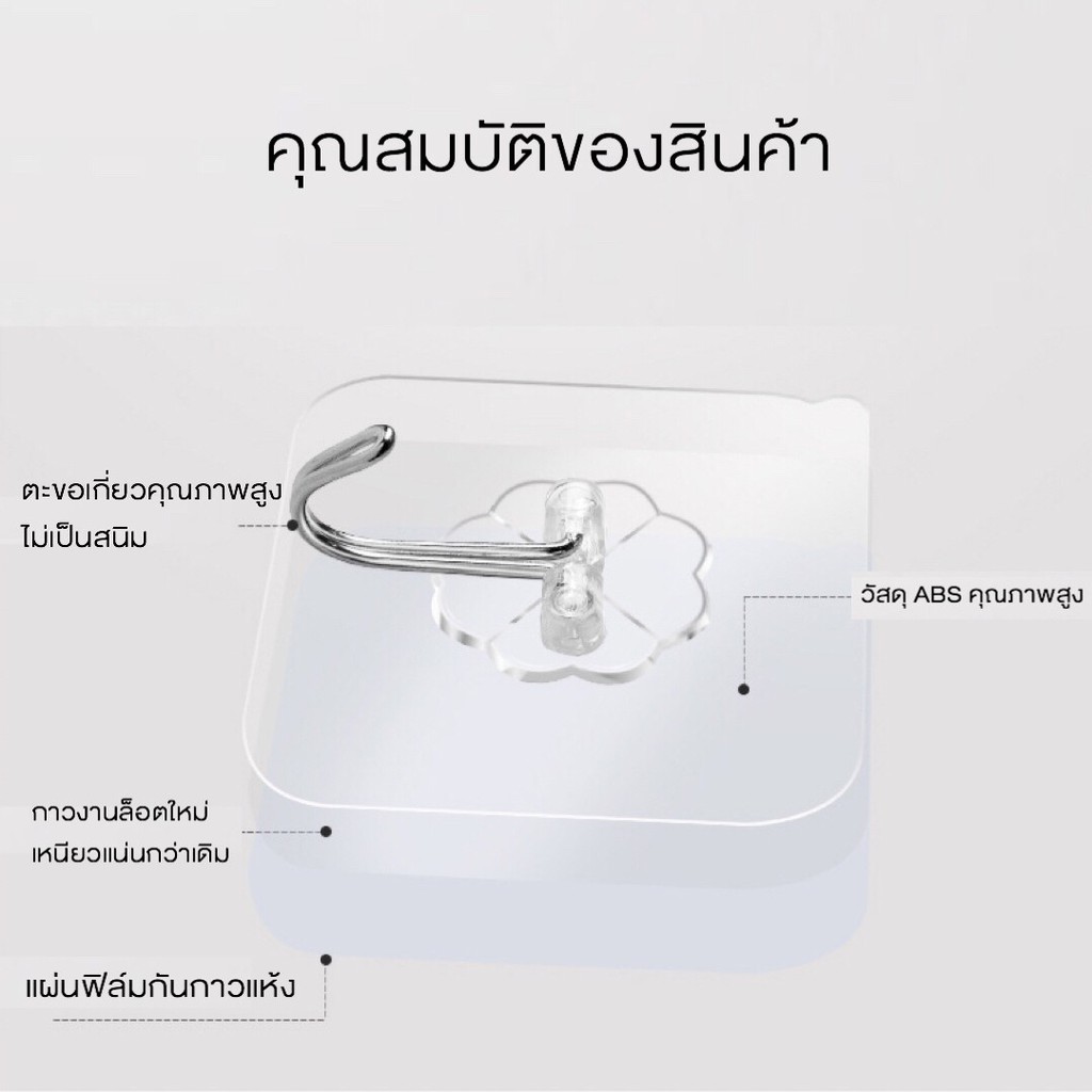 เเบบติดผนัง ตะขอแขวนเก็บของ ตะขอแขวน ติดผนังปูนขัดมันได้ ตะขอ อเนกประสงค์ ไม่ต้องเจาะผนัง แพ็ค 5 ชิ้น-212