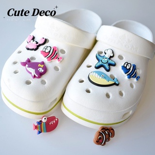 CROCS 【Cute Deco】กระดุมเรซิ่น รูปปลาโลมา ปลาวาฬ ปูน่ารัก 8 แบบ สําหรับรองเท้า DIY