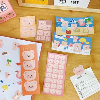 ✨พร้อมส่ง✨🌈 นุ้งจะน่ารักแบบนี้ไม่ด๊ายย Cute Pink Furry Bear Series Sticker Sheet