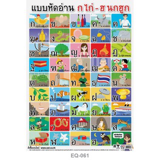 โปสเตอร์ หัดอ่าน ก-ฮ #EQ-061 โปสเตอร์กระดาษอาร์ตมัน สื่อการเรียนการสอน สื่อการเรียนรู้