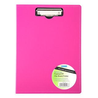 คลิปบอร์ด PP Foam A4 สีชมพู ไบน์เดอร์แม็กซ์ FO-10 PP Foam Clipboard A4 Pink Binder Max FO-10