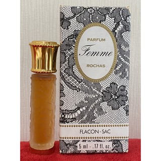 ROCHAS Femme Rochas pure parfum 5 ml. Lalique Bottle Rare vintage 1960s.