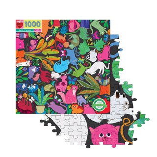 eeBoo Cats at Work 1000 Piece Puzzle - จิ๊กซอว์รูปแมวในสวน แบบ 1000 ชิ้น