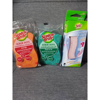 🧡ซื้อคู่เขียว-ส้มถูกกว่า💚3m SCOTCH-BRITE Scrub Dots / slim sponge สก๊อตไบรท์ แผ่นใยขัดพร้อมฟองน้ำสครับดอท ฟองน้ำล้างแก้ว