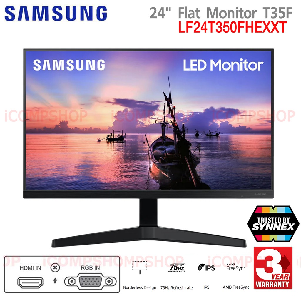 SAMSUNG MONITOR รุ่น LF24T350FHEXXT 24" จอมอนิเตอร์ IPS 75Hz (ประกัน SYNNEX)