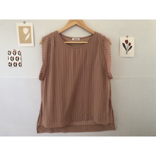 Classa เสื้อผ้าชีฟอง สีน้ำตาลทอง มีซับใน