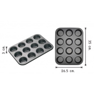 ถาดอบมัฟฟิน 12 หลุม Muffin Pan Nonstick 12 Cups 26.5x35x3cm.